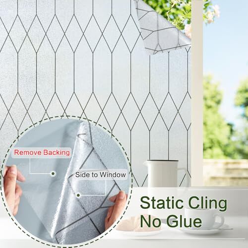 Window Privacy Film Stained Glass Frosted Glass Window 17.5 x 78.7 Inch A-pure