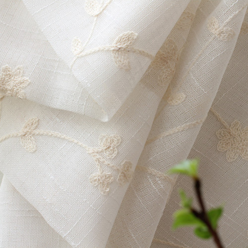 Floral Embroidered Sheer Tulle Curtains Voile Bedroom Tulle Window Blinds Drapes