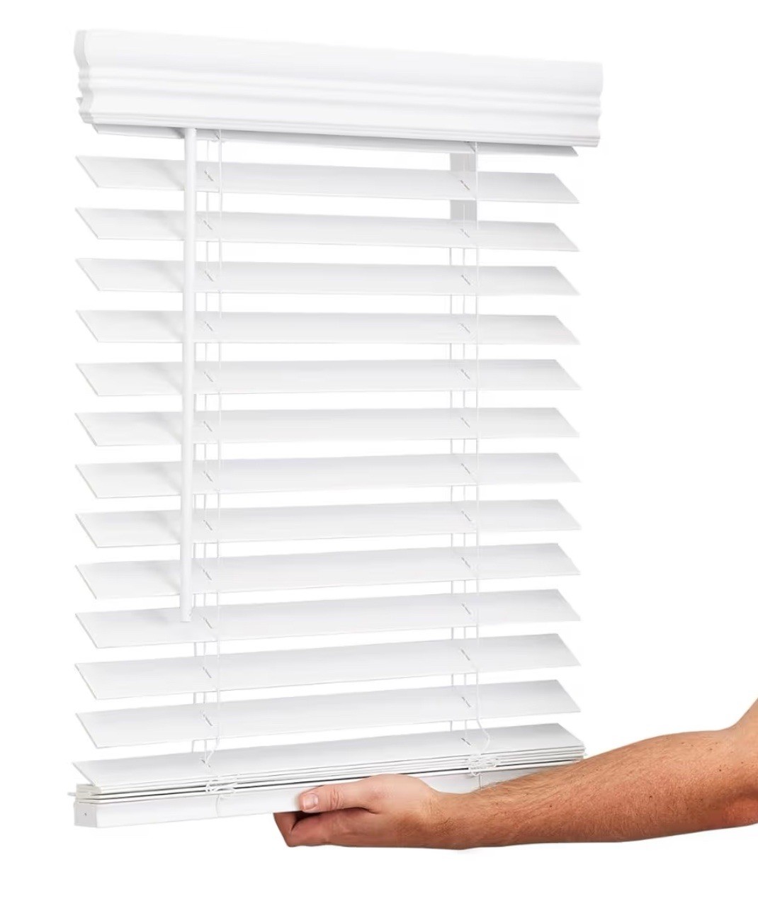LOTUS & WINDOWARE Cordless Faux Wood Blinds, Smooth, Snow White, 25×68 in.