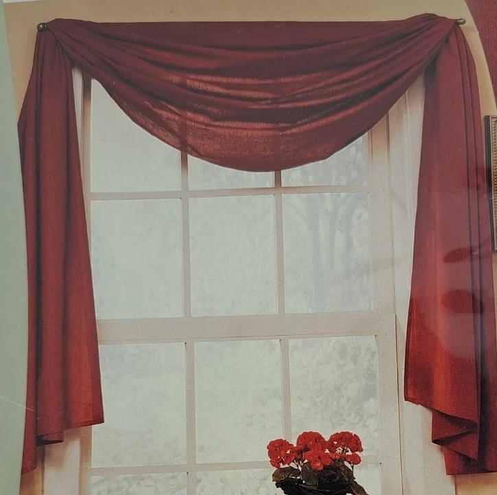 Vintage Home Window Scarf Valance 48″ x 144″ Linen & Cotton Textured Red New 1pc
