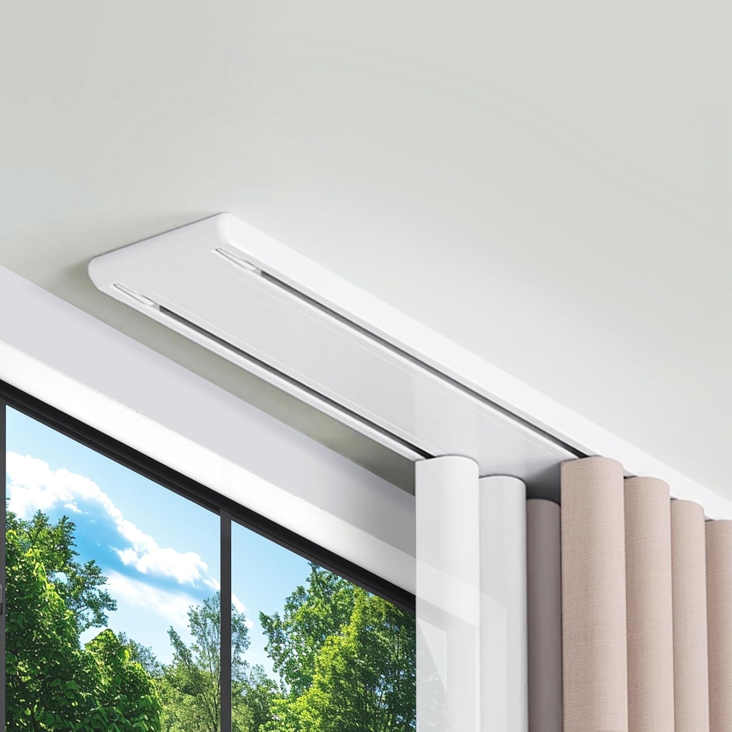 98.4in Double Row Curtain Tracks Drop Curtain Rails Ceiling Drape Track Set