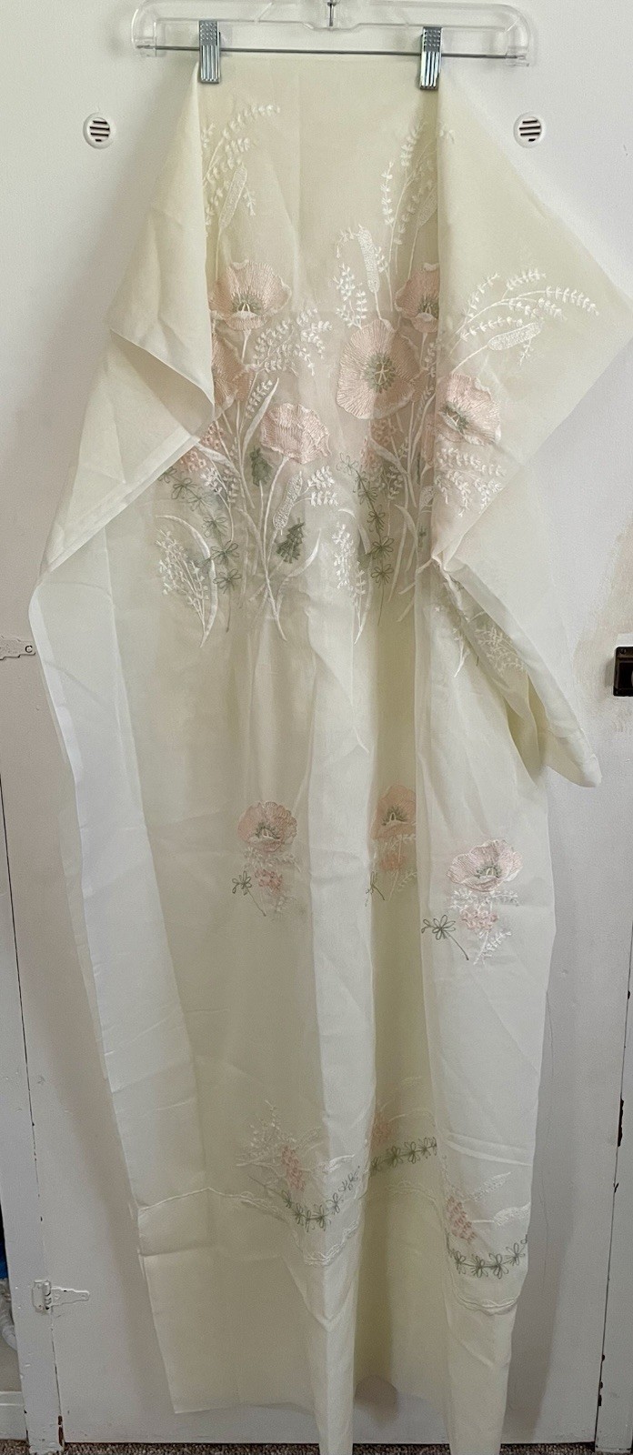 Sheer Curtain Panel, Embroidered Floral, RN 36267, Lightweight,