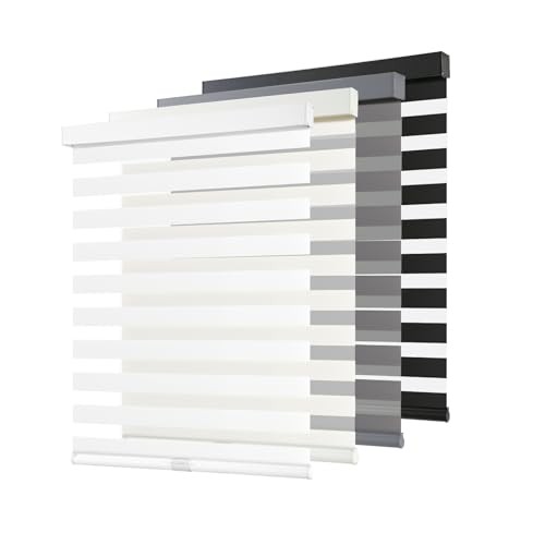 Cordless Zebra Blinds for Windows Pull Down Roller Window 20″W x 72″H White