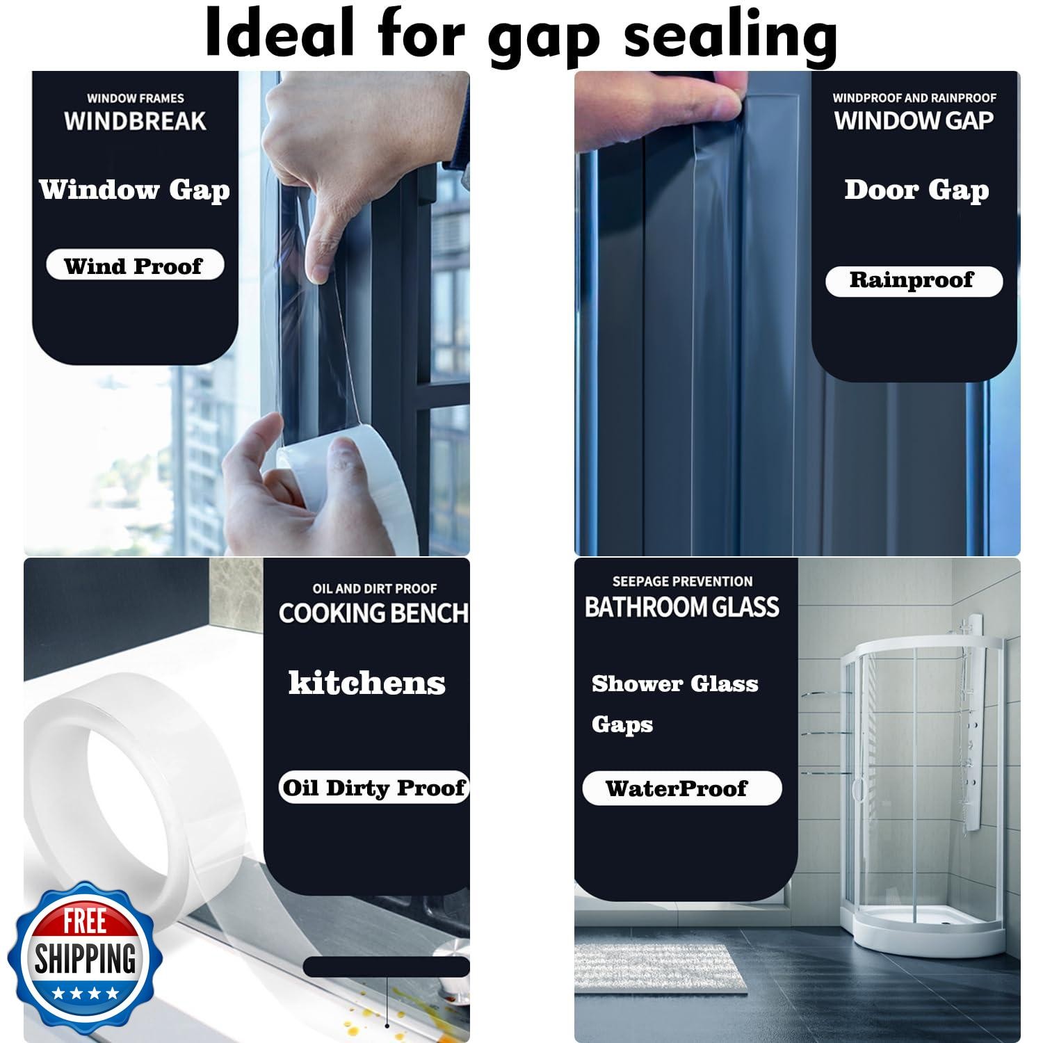 Transparent Window Weather Sealing Tape 2 Inch x 33 FT Weather St