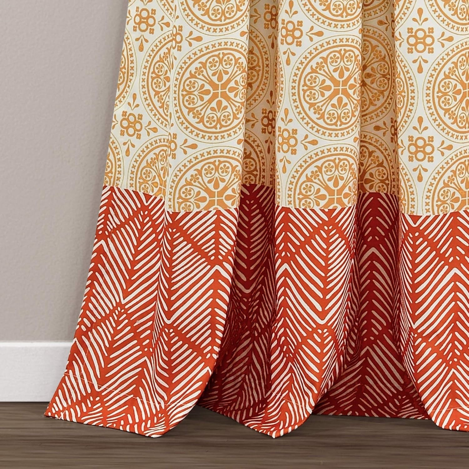 Bohemian Stripe Window Curtain Panels, Pair 52″ W x 84″ L Fuchsia & Orange – …