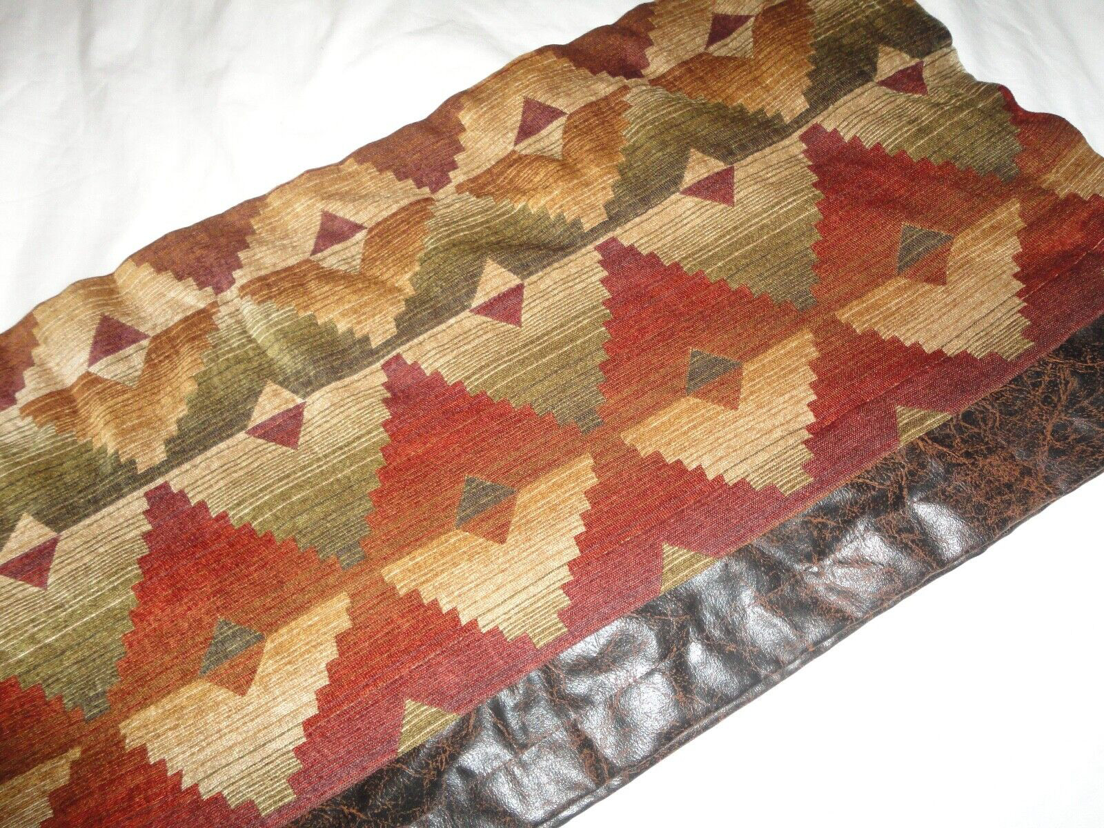 CROSCILL SANTA FE SOUTHWESTERN CHENILLE RUST OLIVE LEATHER (1) VALANCE 18 X 84