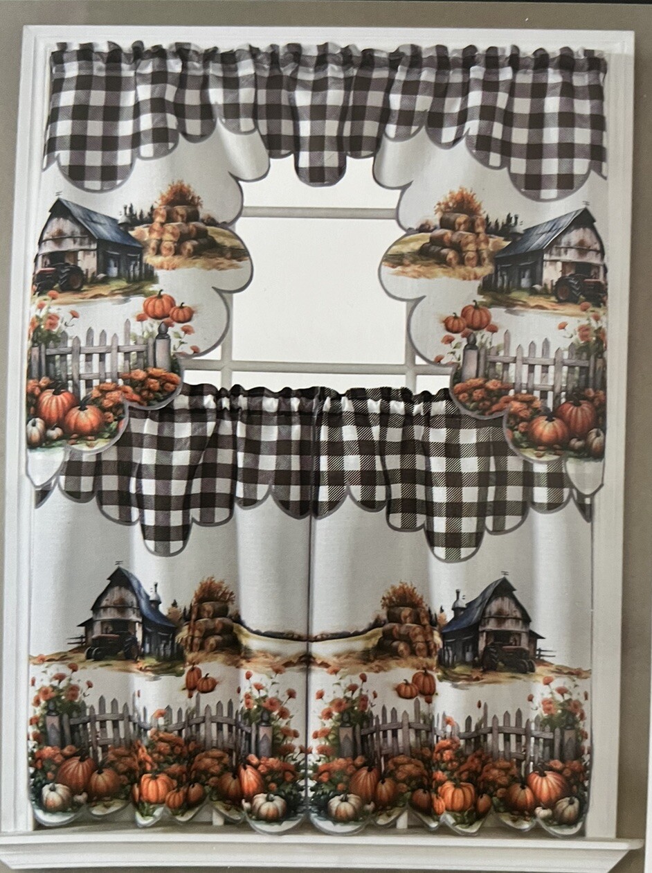 Fall Pumpkin Kitchen Curtains Pumpkins Window Curtains 60in X 36 In