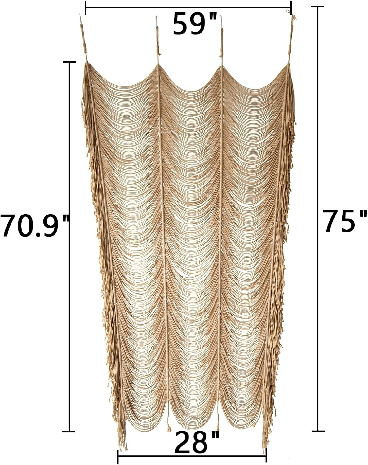 Macrame Curtain Boho Curtain Doorway Window Wall Decor Fiber Yarn Art Handwoven