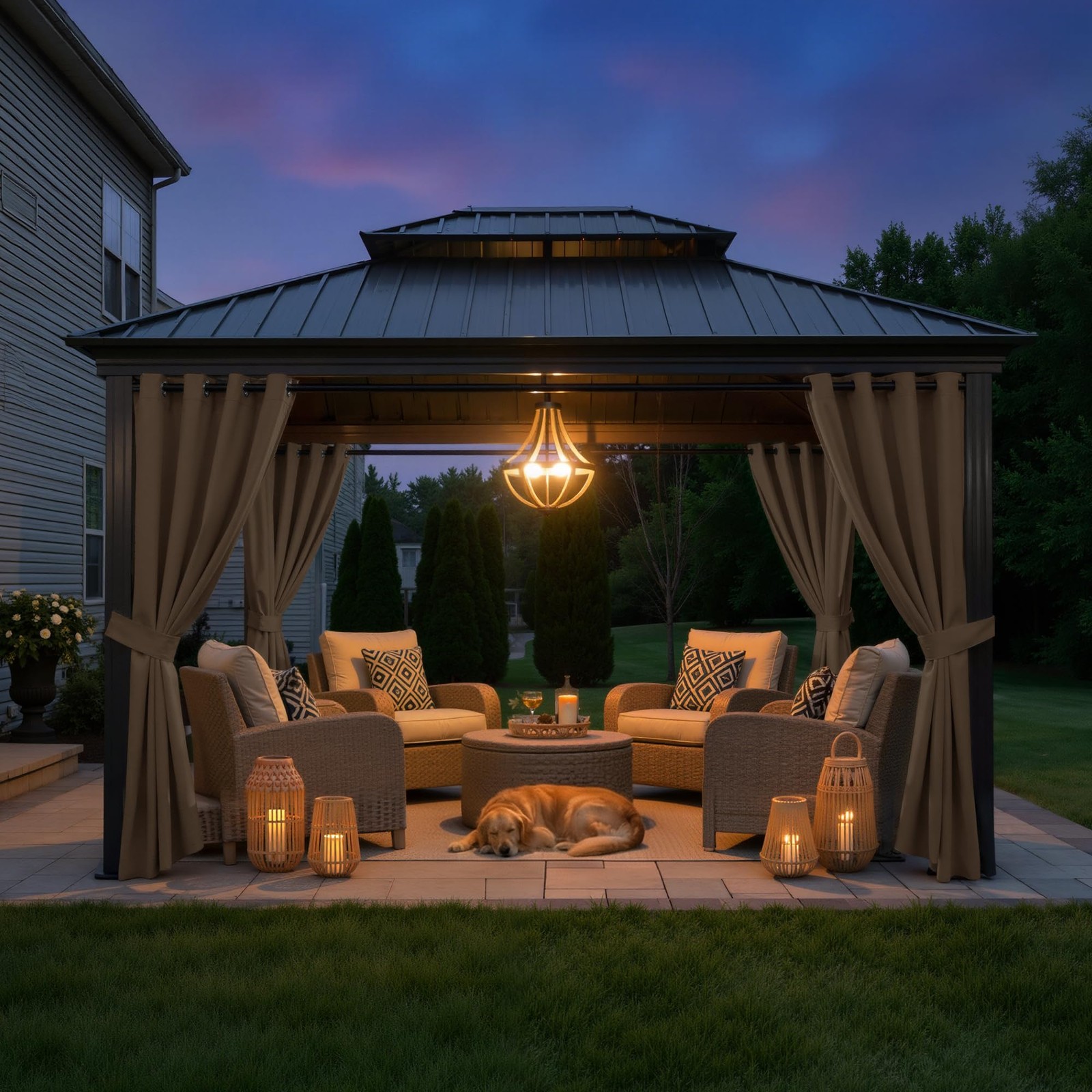 Outdoor Blackout Curtain Panel Waterproof 52×95 Mocha