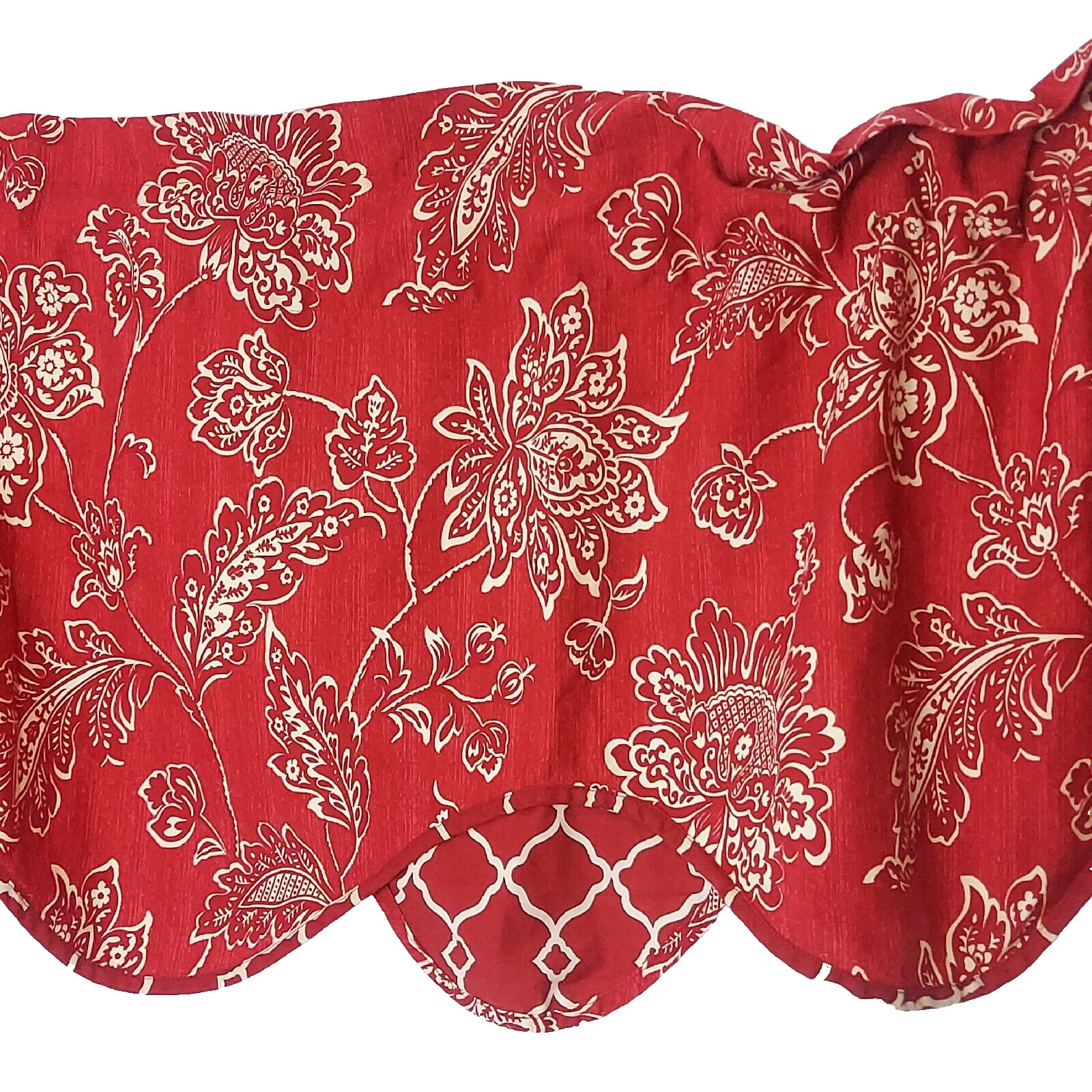 Waverly Williamsburg 3 Valances Everard Jacobean Red Chianti Scalloped Layered
