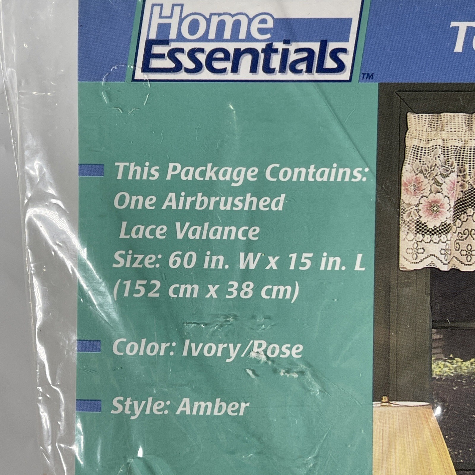 NEW OLD STOCK Valance Curtain Topper 60” X 15” IVORY ROSE AIRBRUSHED LACE #6202