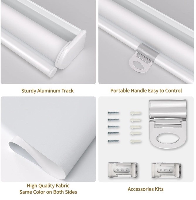 MYshade Blackout Cordless Roller Shade Room Darkening Window Blind White 34×72