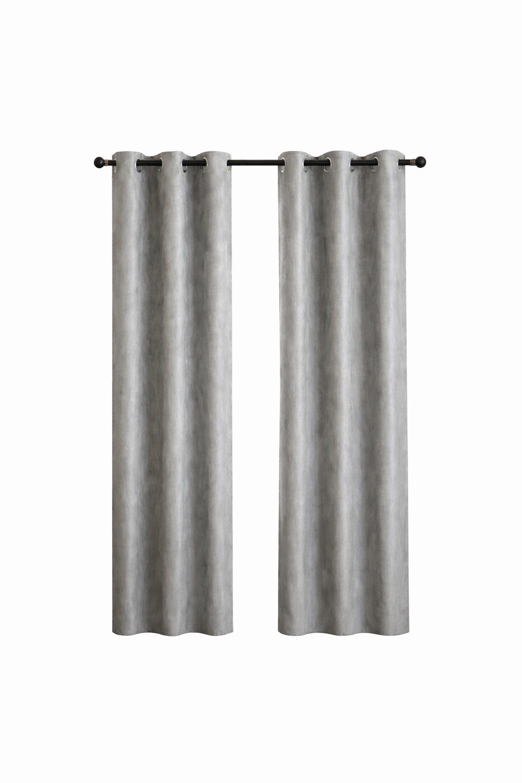 Crushed Velvet Curtain Panels Grey 46 x 90 Inches Grommet Top Set of 2