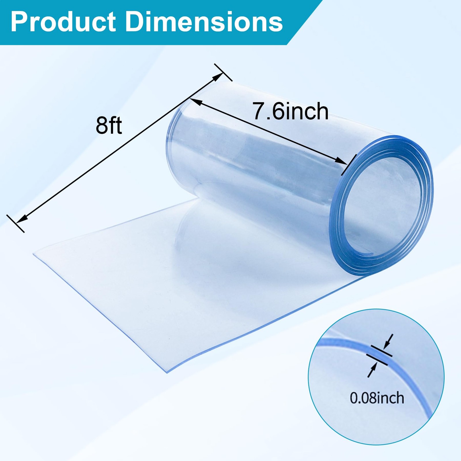Plastic Door Strips 8×7.6in Vinyl Curtain 0.08 Thickness Smooth Commercial