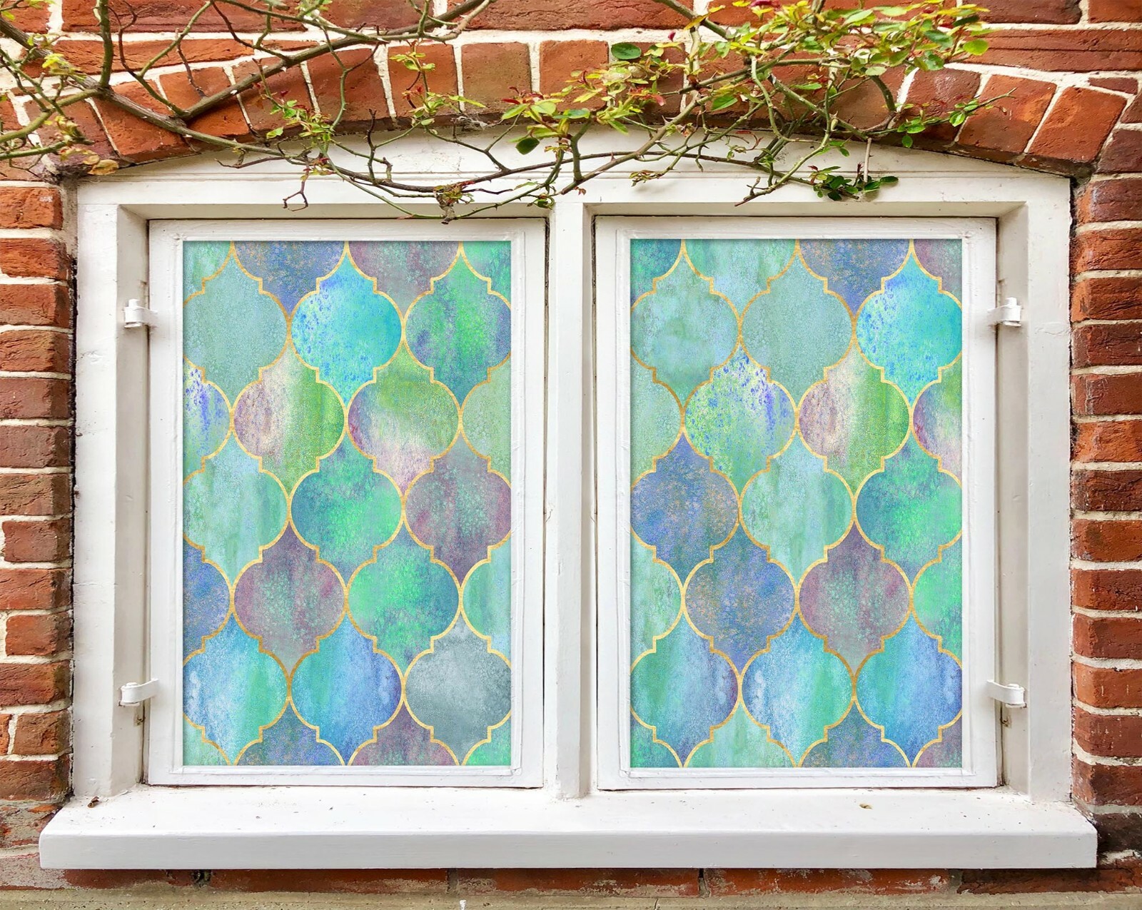 3D Green Pattern A176 Window Film Print Sticker Cling Stained Glass UV Zoe