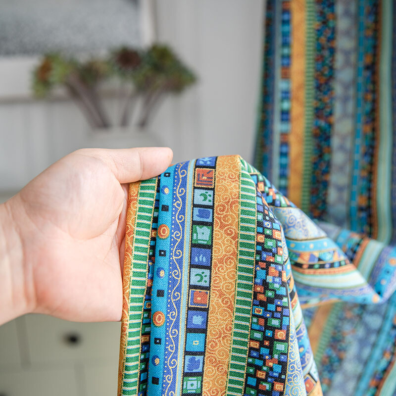 Colorful Bohemian Ethnic Style Cotton Linen Printed Blue