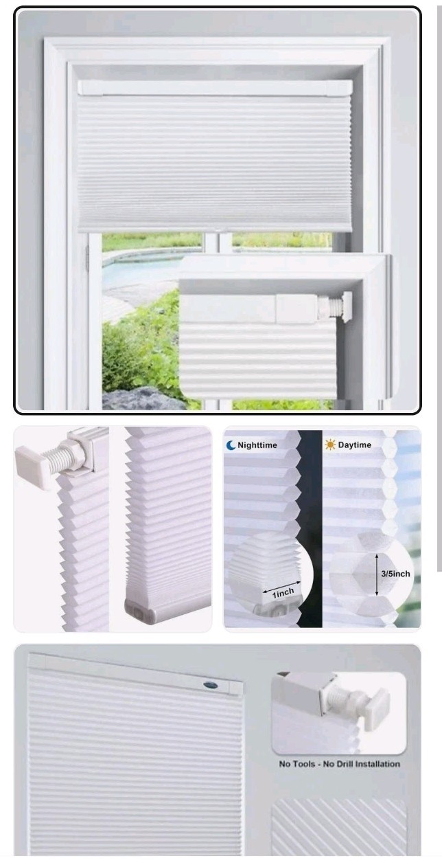 LazBlinds 20» W x 36»H Cordless Cellular Shades Easy Install White