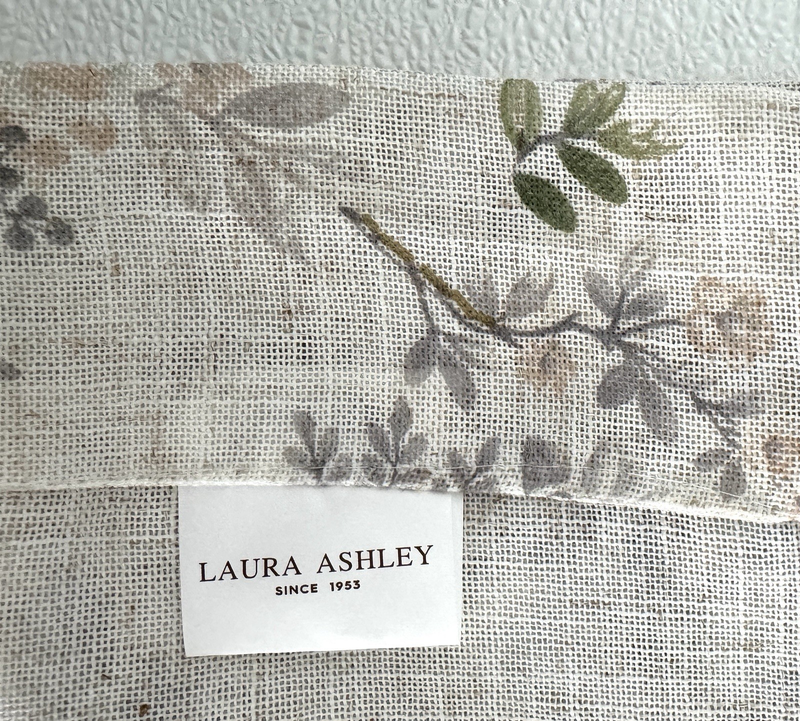 Laura Ashley Window Curtains 2 Panels 38 x 84″ Linen Khaki Gray Cream Pole Top