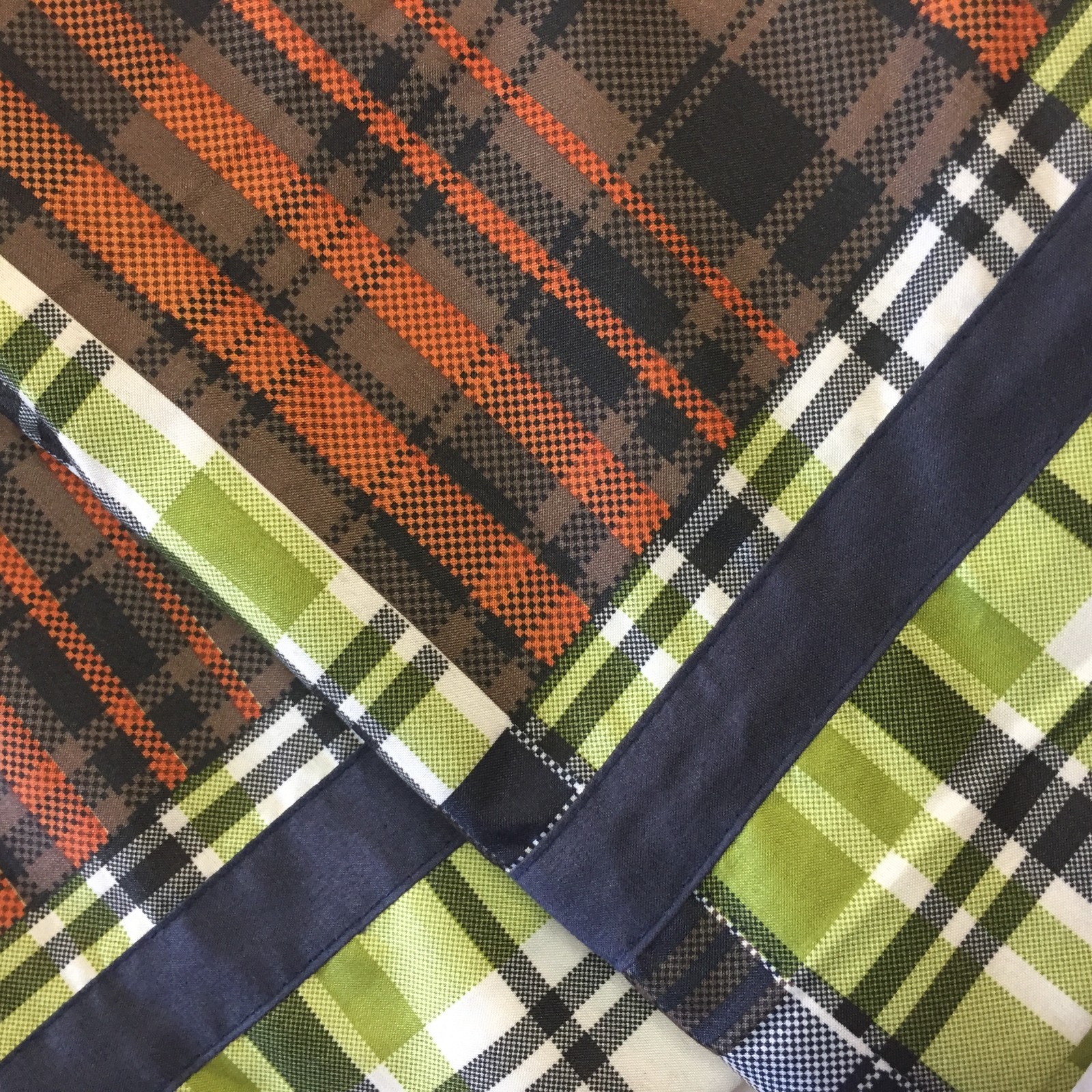 Victoria Classics Matching PLAID Checked VALANCES Blue Brown Orange Green 14×70