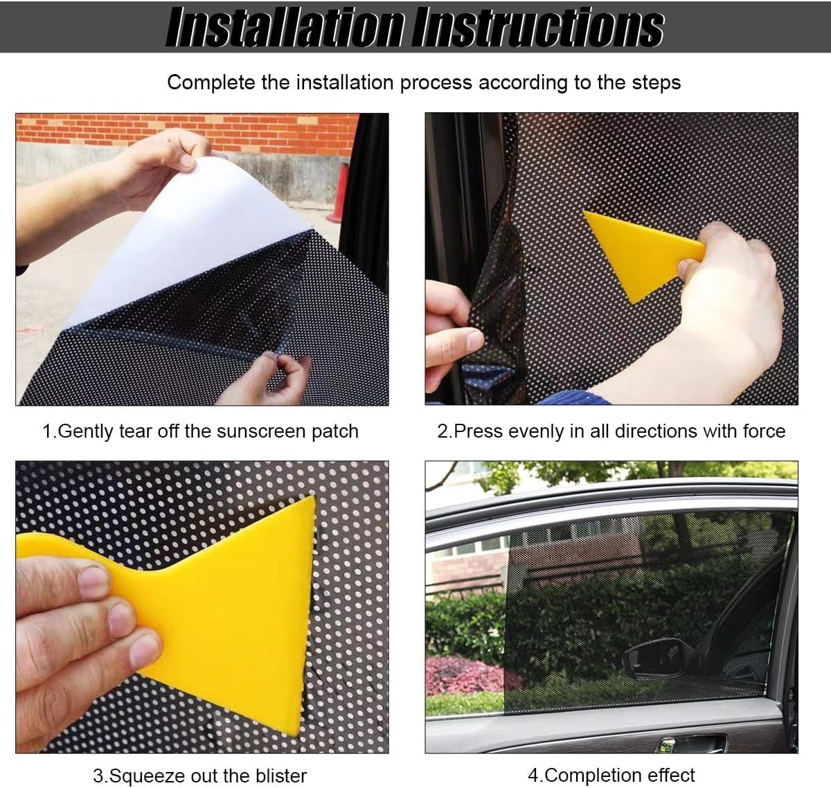 Car Side Window Sunshade 4PCS UV Ray Blocking Static Cling Film Baby Protection