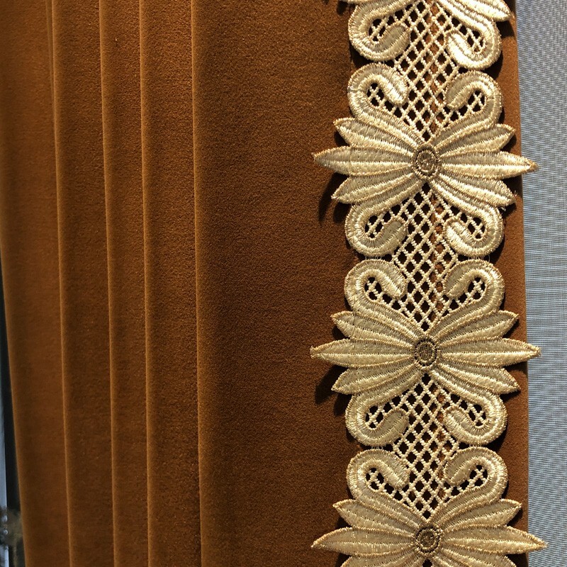 Custom floor-to-ceiling window velvet coffee cloth curtain valance drape C2100