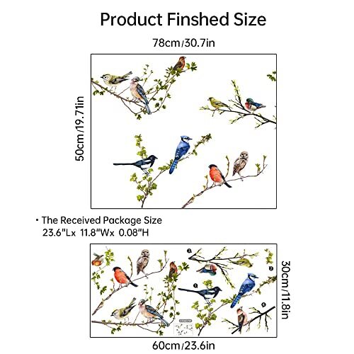 Static Window Clings Flower Bird Window Stickers Reusable DIY Floral Tree E