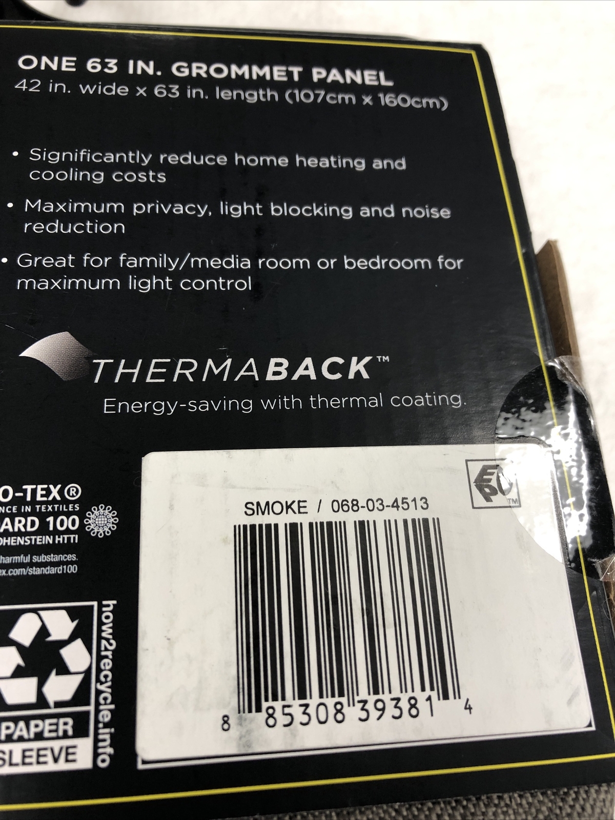 Eclipse Blackout One Grommet Panel 42in W x 63in L Smoke