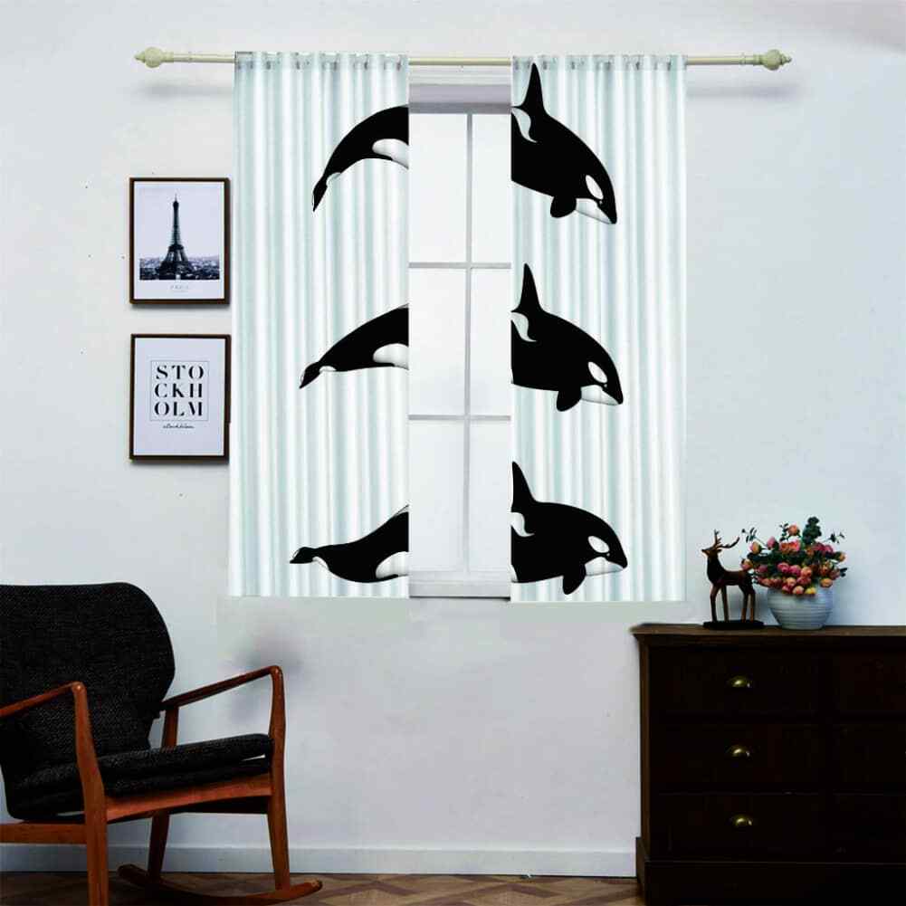 obedient dolphin danced neatly Printing 3D Blockout Curtains Fabric Window