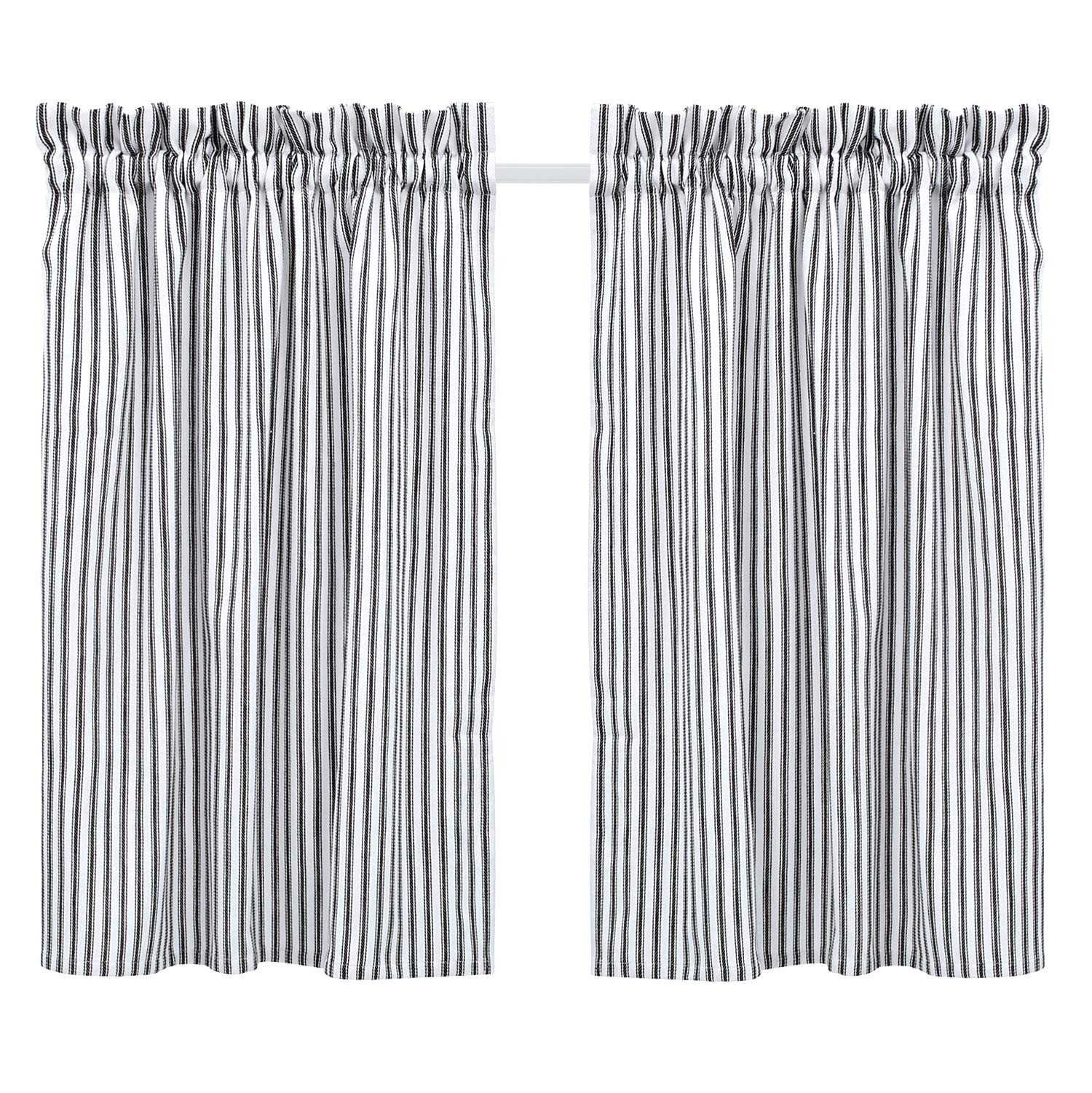 Black And White Ticking Stripe Cafe Curtains 28 Inches W X 24 Inches L Woven Cot
