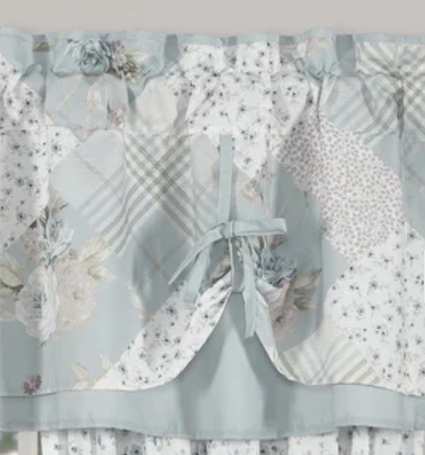 Royal Court Home The Bungalow Spa Tie-Up Window Valance Spa Blue & White Floral