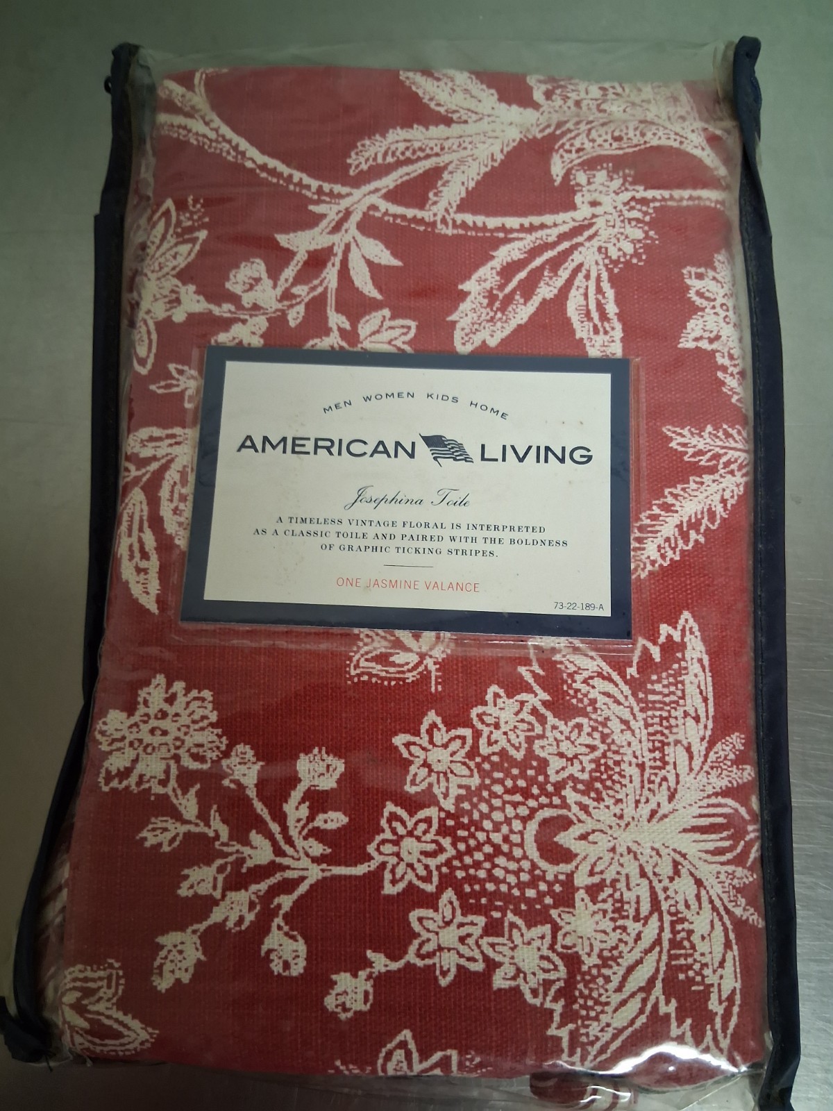 American Living Valance 54 x 16 New Old Stock-Cotton-Jasmine-NIP-NOS-Two Fabrics