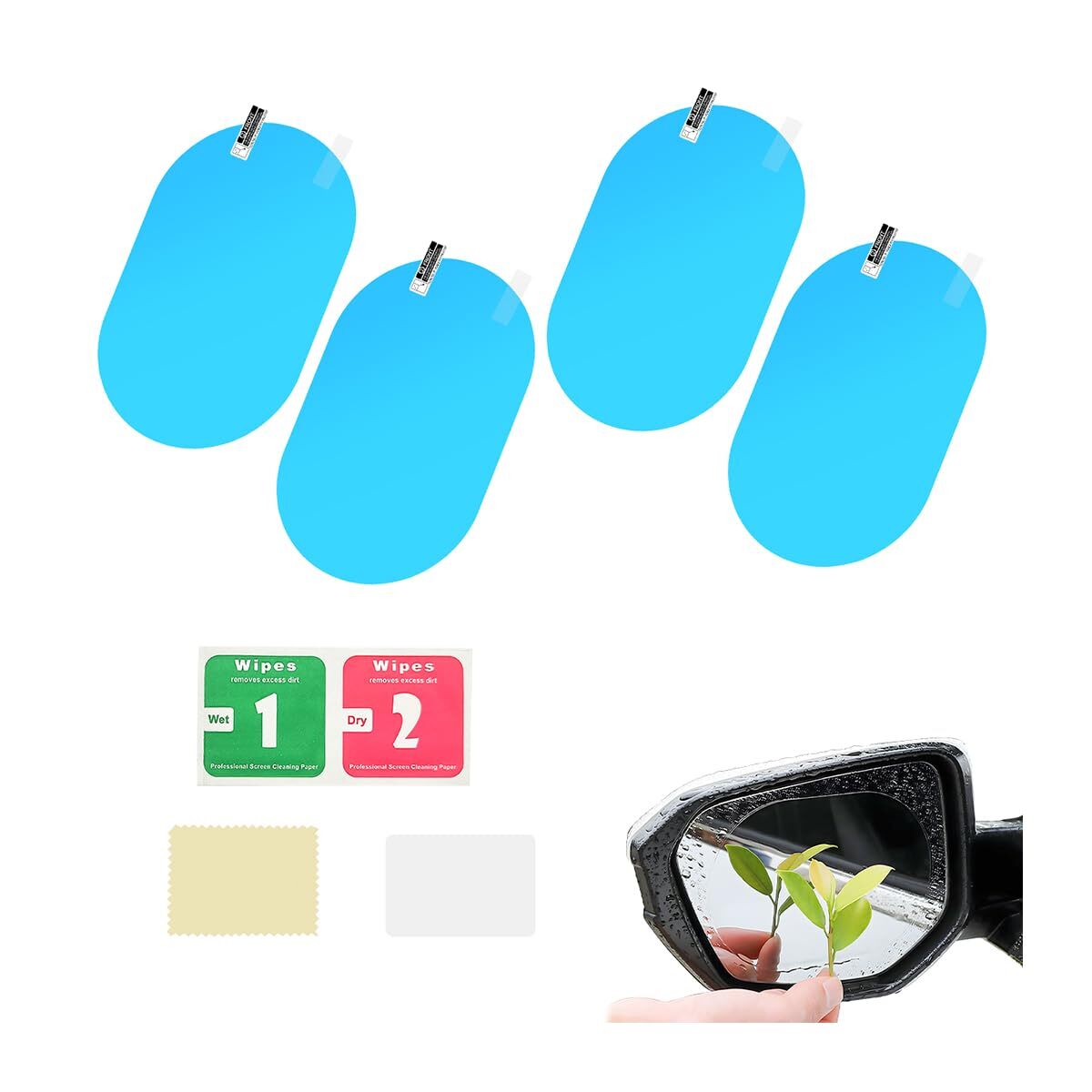 4 Pcs Waterproof Car Rearview Mirror Films Anti-Glare Protective Stickers