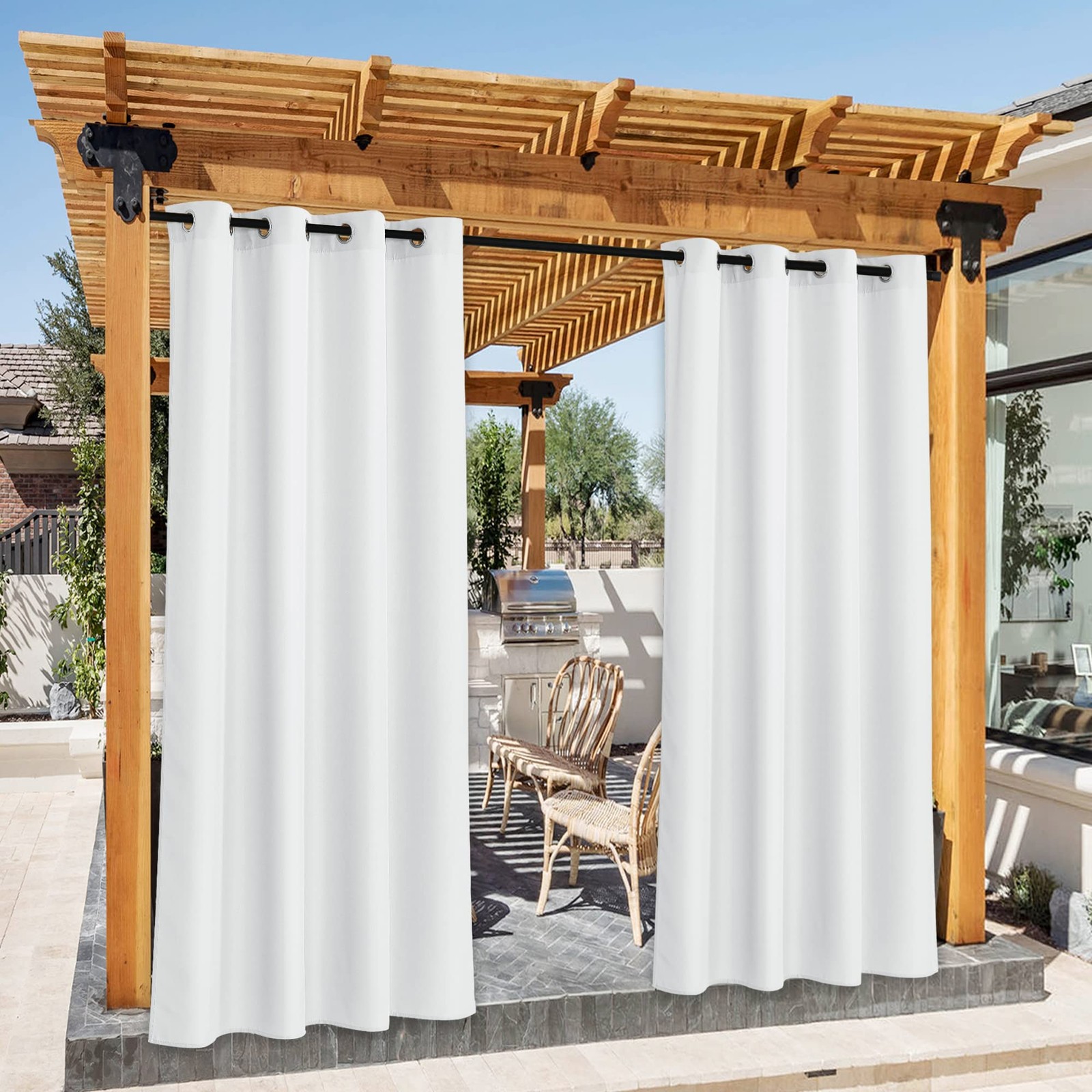 Patio Curtains Outdoor Curtains Weatherproof Set of 2 H 240 x W 140 cm Outdoor…