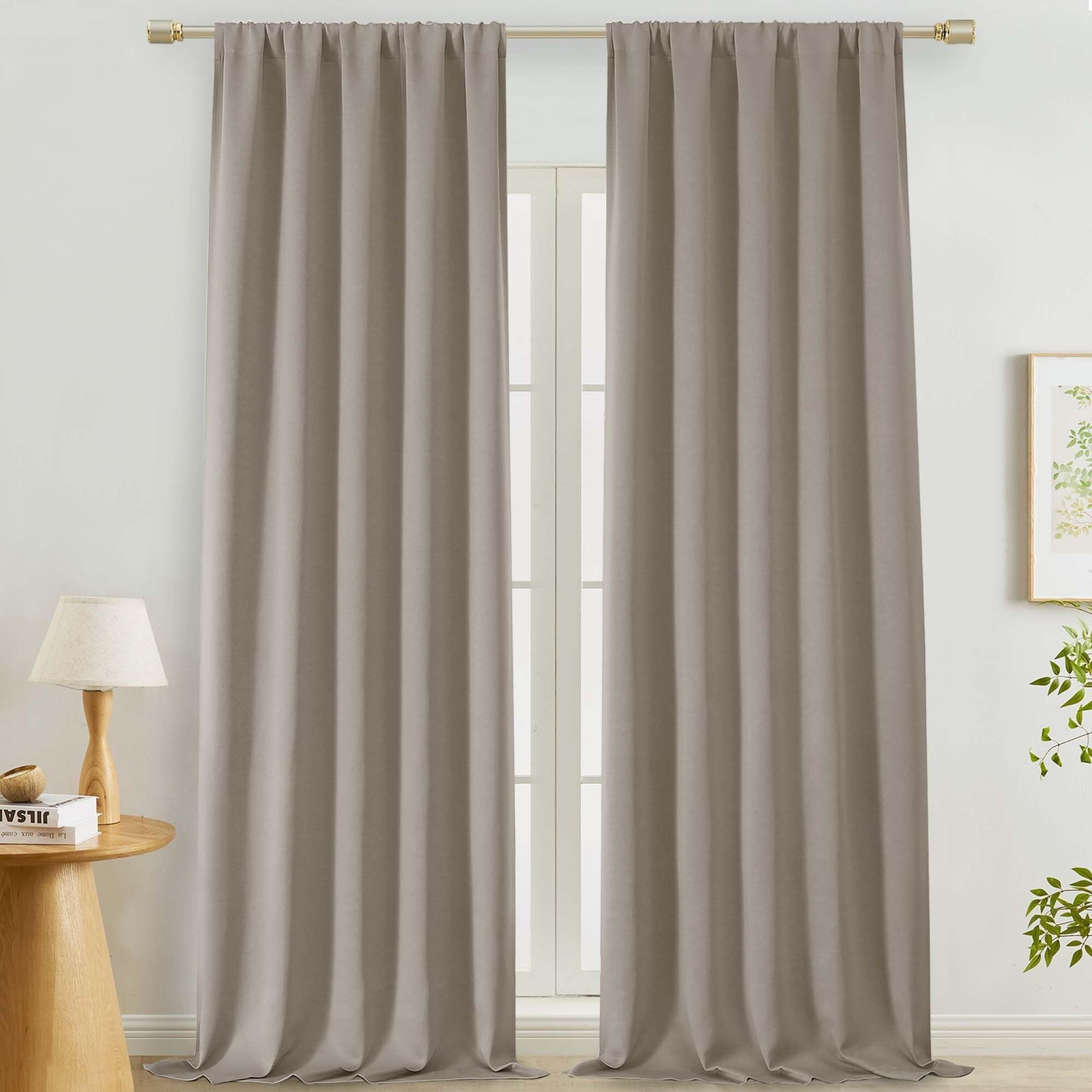 Lecloud Stone Room Darkening Curtains for Bedroom 108 Inches Long 2 Pcs, Thermal