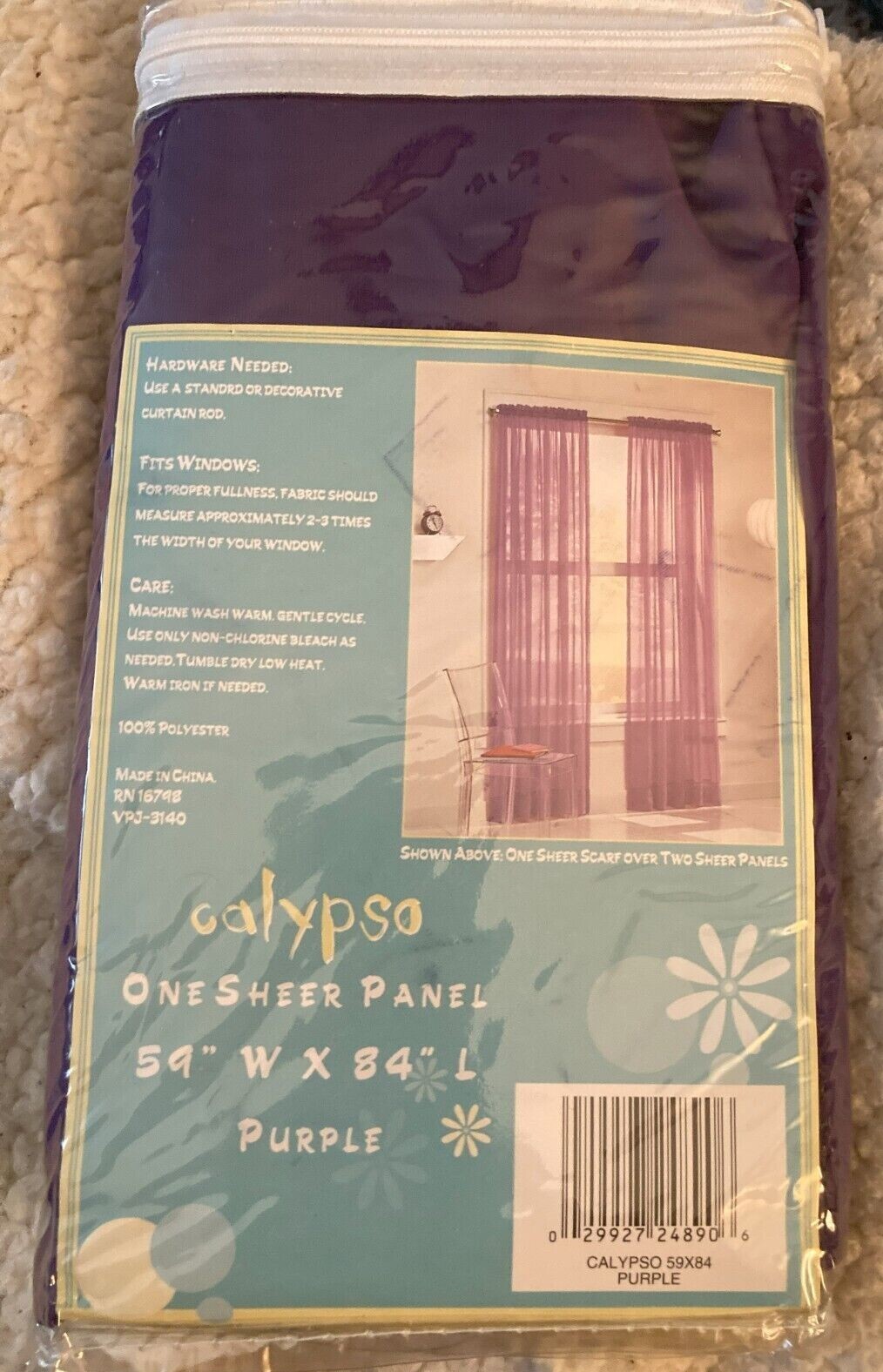 Curtains Royal Purple Shears 2 Panels 59w x 84L