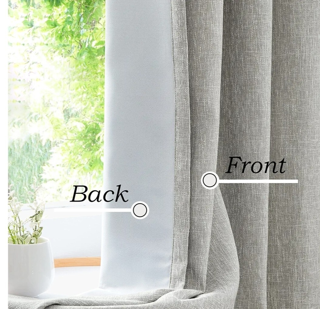 Tan Solid Full Blackout Curtain Heavy Linen Texture Window Treatment 50″X95″