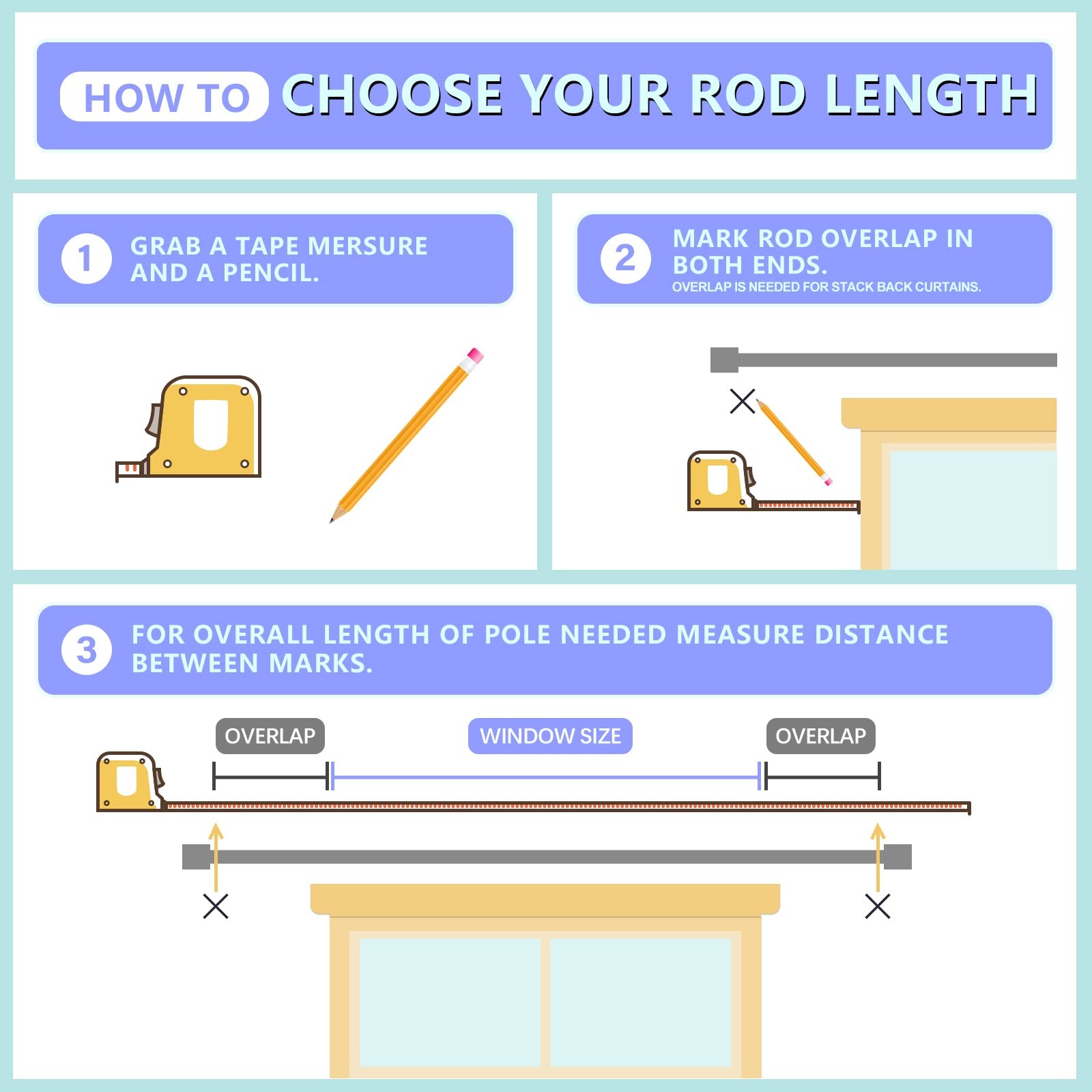 Byondeth Curtain Rods for Windows 16 to 88 Inches 16″ 88″, Black