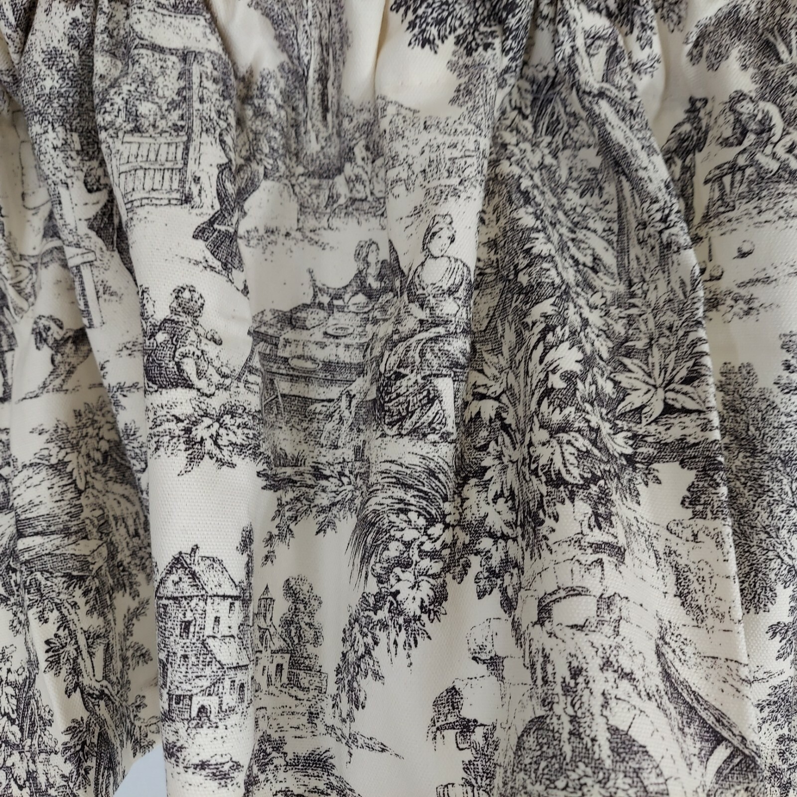 Toile Valances Ivory Off White Black 100% Cotton Duck 2-14×70″ ea French Country