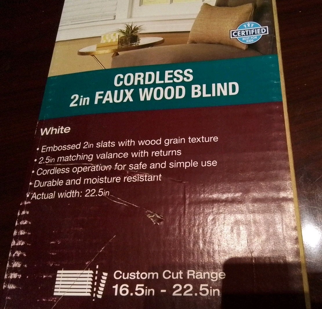 Home Decoration Collection Cordless 2in Faux Wood Blind – 23″ W x 48″ H