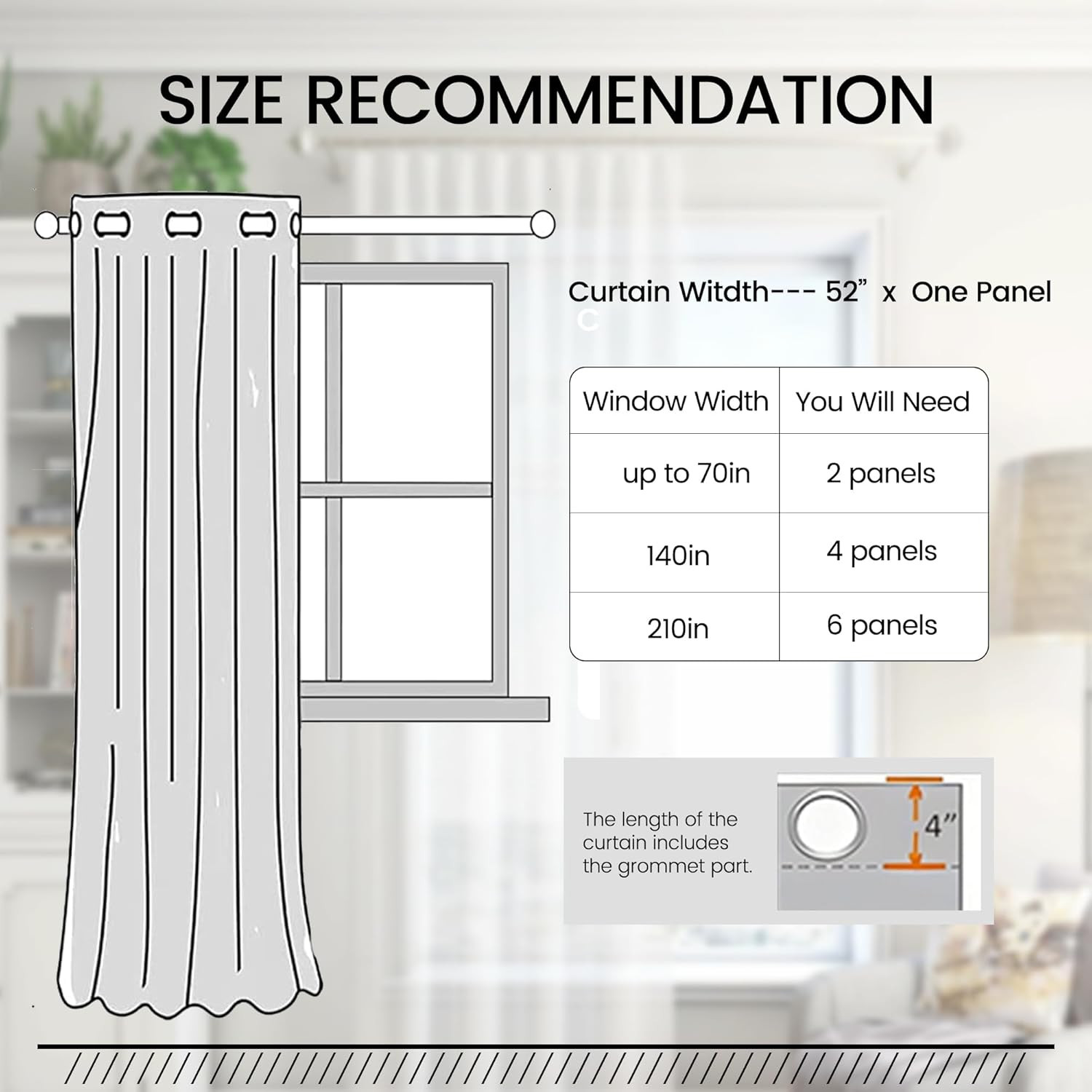 Light Blue Extra Long Blackout Curtains for High Ceilings, 52″x132″ Panel
