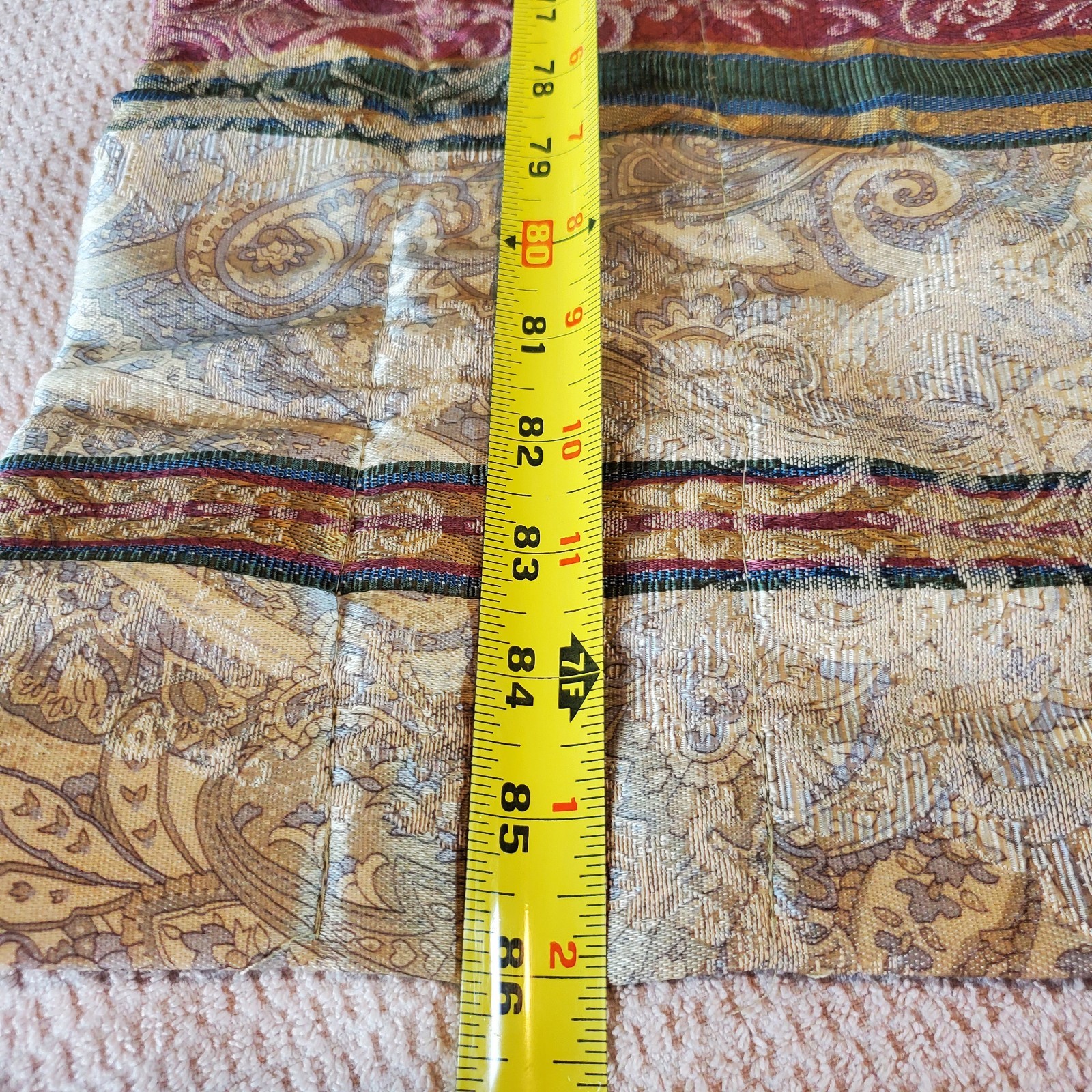 Croscill Vtg Striped valance 18×86 Cotton Blend Gold, Pink, Green, Beige EUC