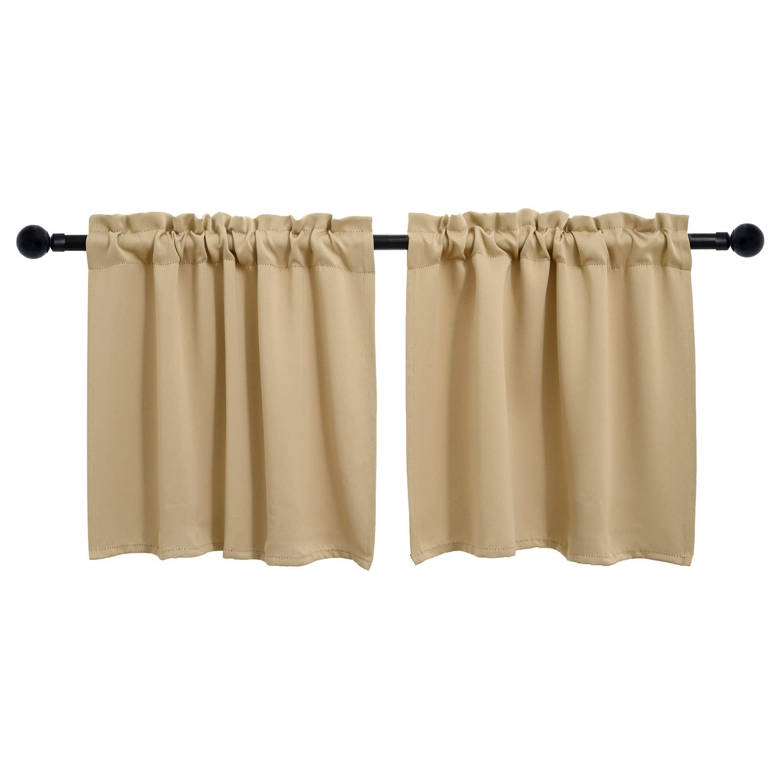 Beige Cafe Curtain (Half Window Curtain) 30 Inches Length, Rod Pocket Small K…
