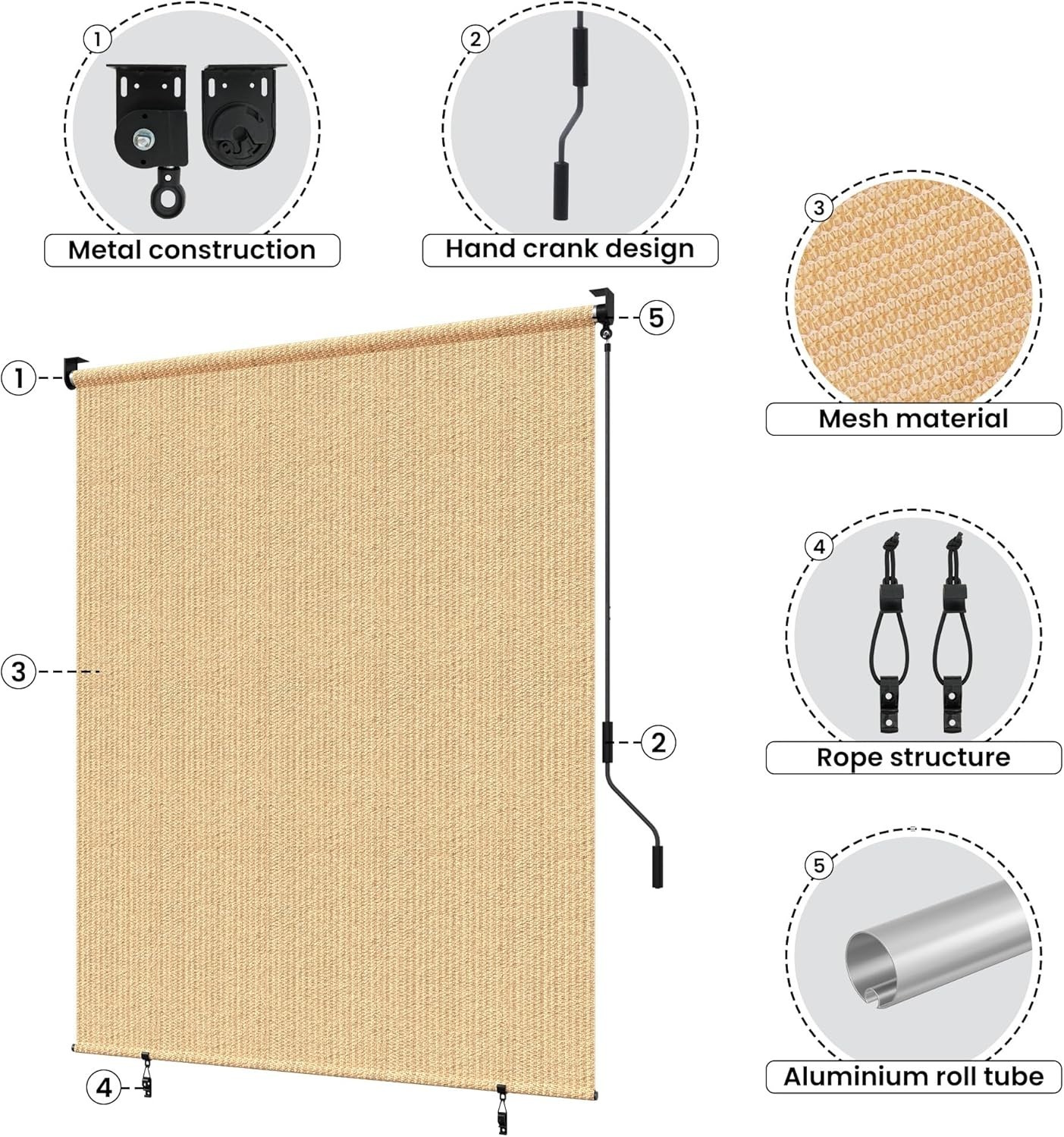 200 GSM Outdoor Roller Shade for Porch & Gazebo – Weather-Resistant and Stylish