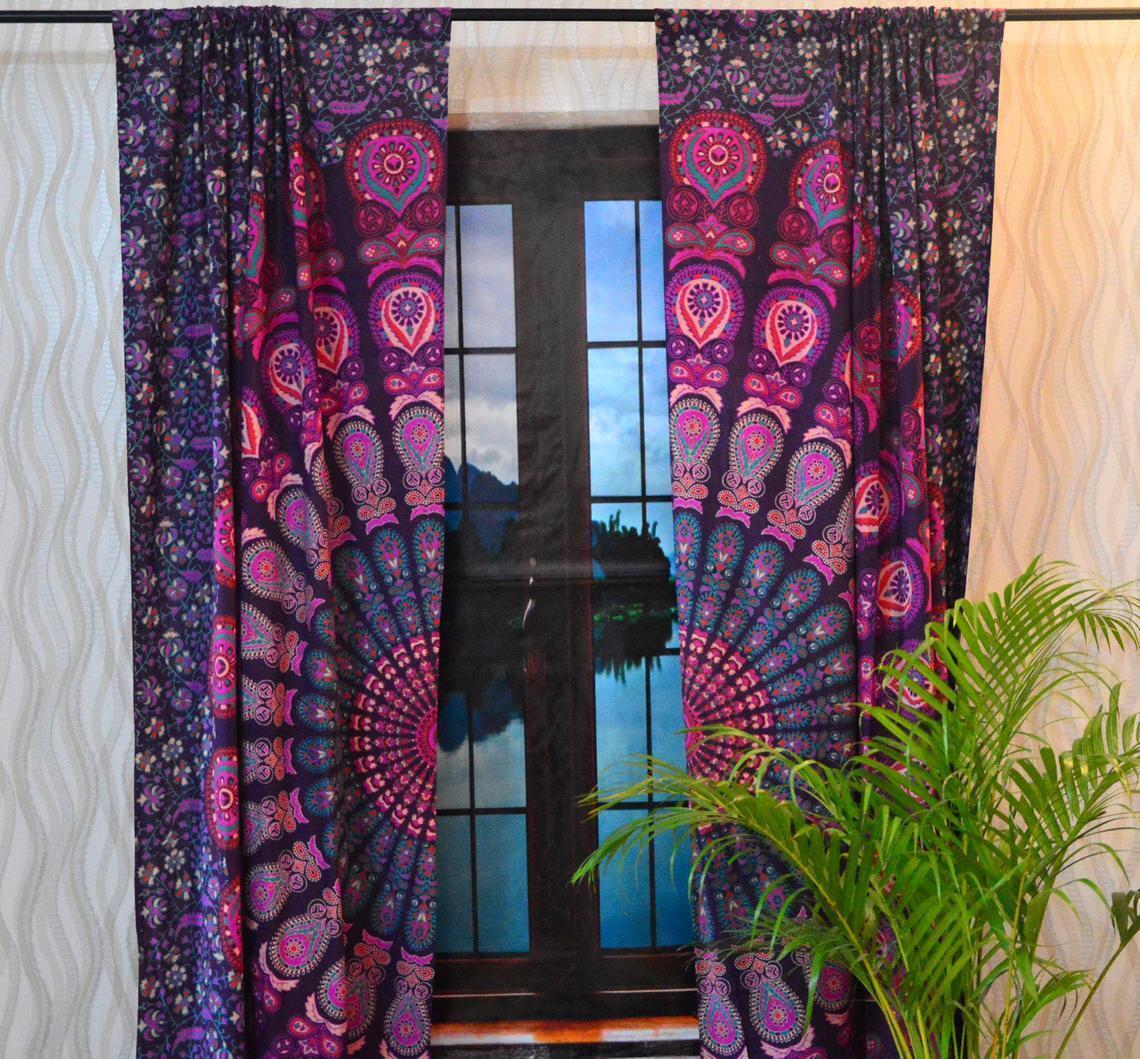 Indian Mandala Tapestry Curtains drapes Wall Hanging Valances Home Décor Curtain