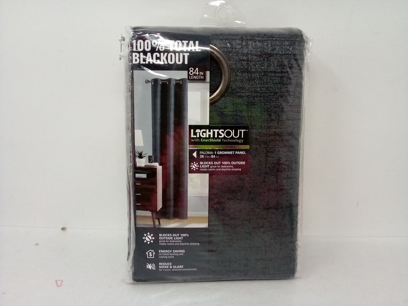 Paloma Black {38 in. W x 84 in. L} Grommet 100% Blackout Curtains (Single Panel)