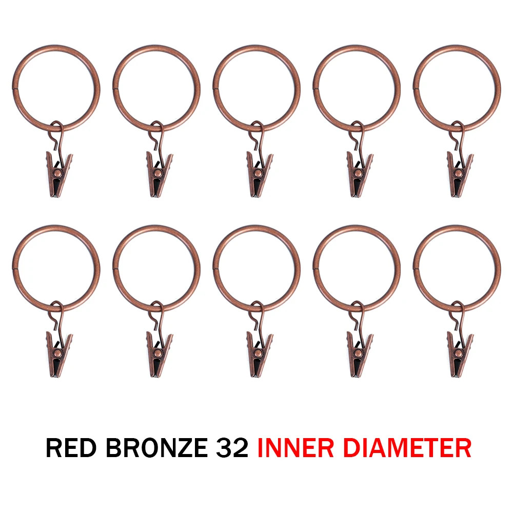 10-50Pcs Metal Curtain Rod Clip Drapery Rings Hooks Retro Bathroom Decorative Ha