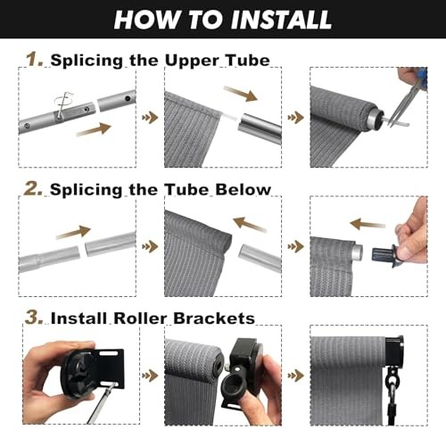 Patio Shades Roll Up Outdoor Roller Shade (6’Wx6’H), Cordless 72″W x 72″H Gray