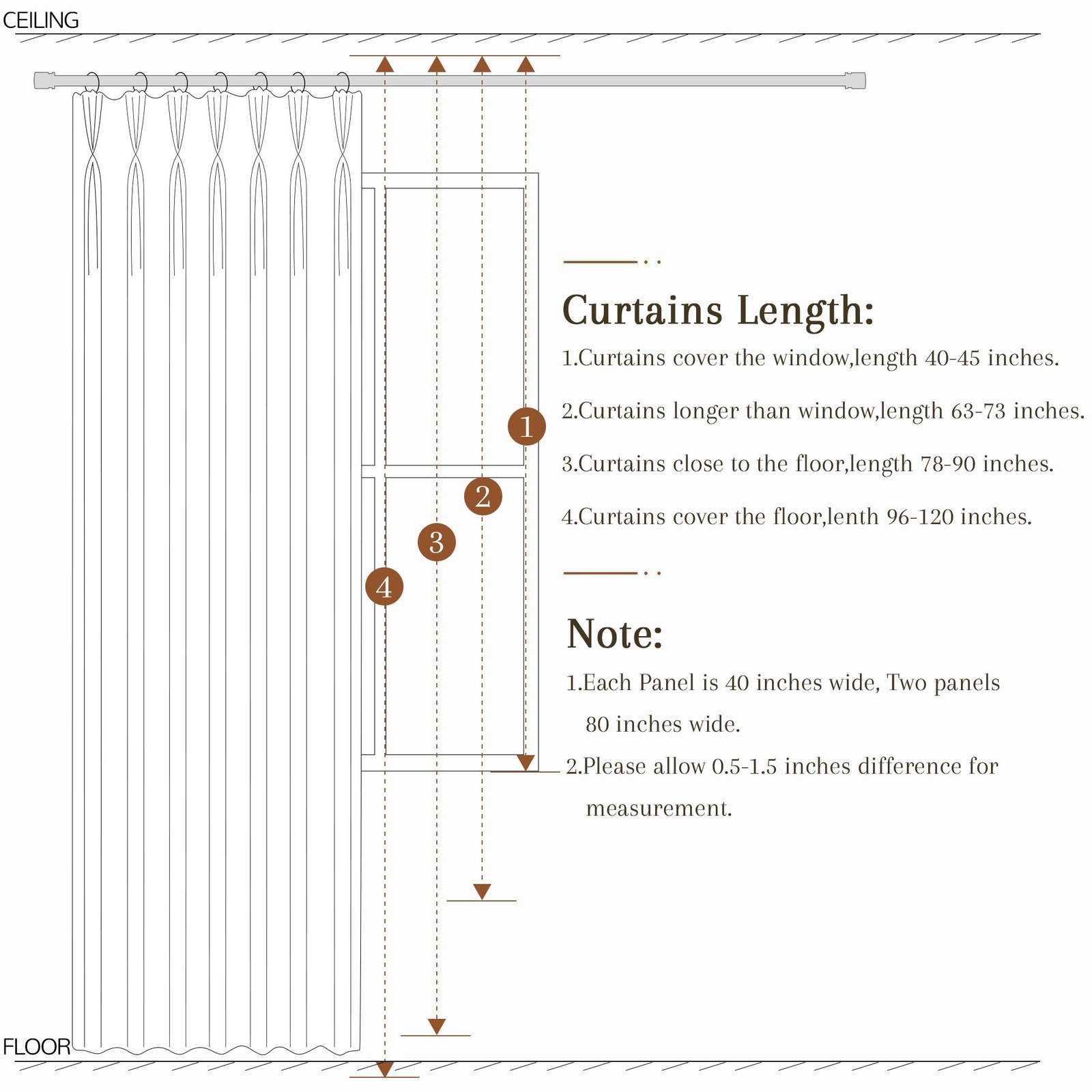 Joywell Natural Pinch Pleated 78 Inch Living Room Curtains 2 Panels Set Rustic
