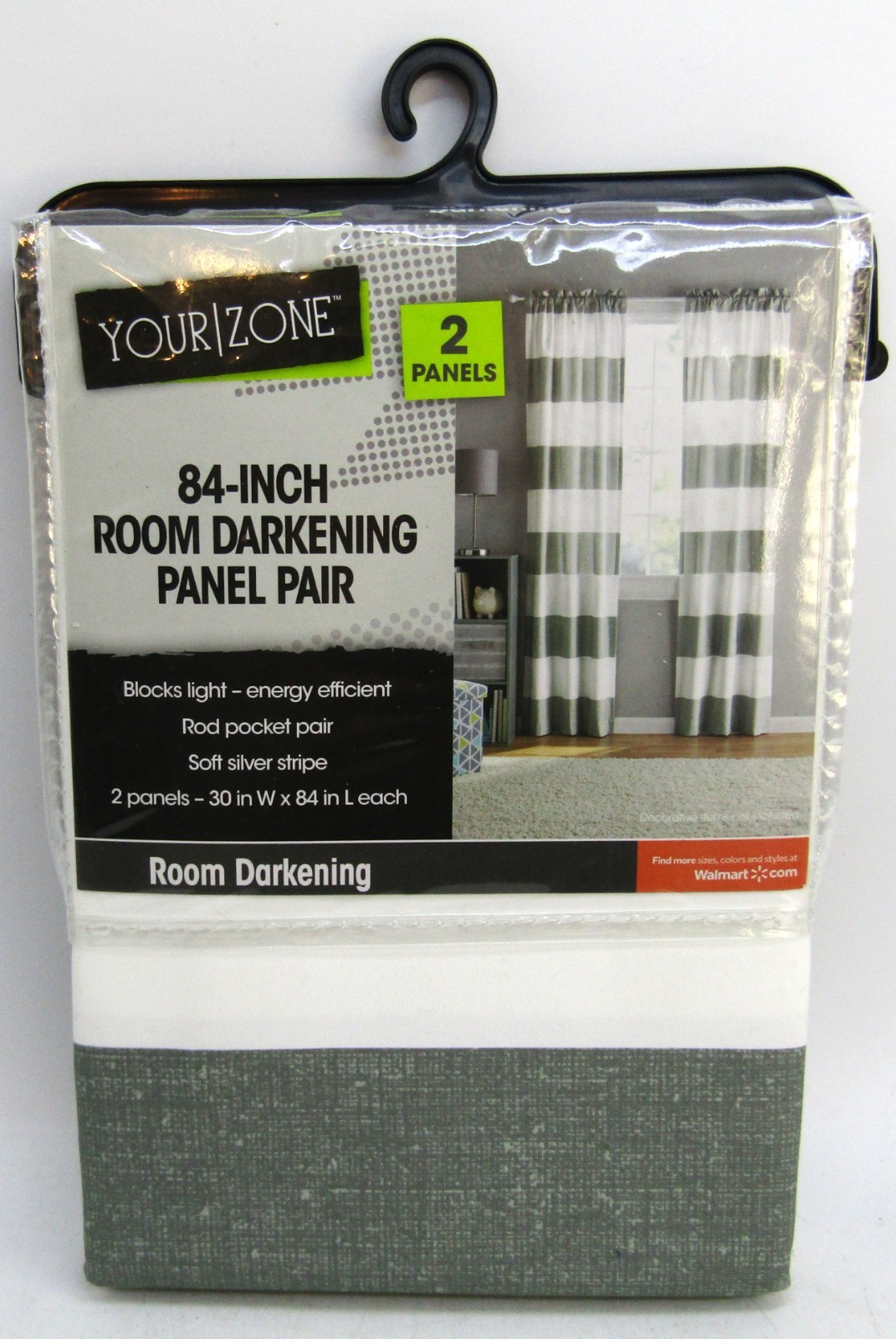 Your Zone 2 Panels, 84″ Room Darkening Panel Pair Soft Silver Stripe.