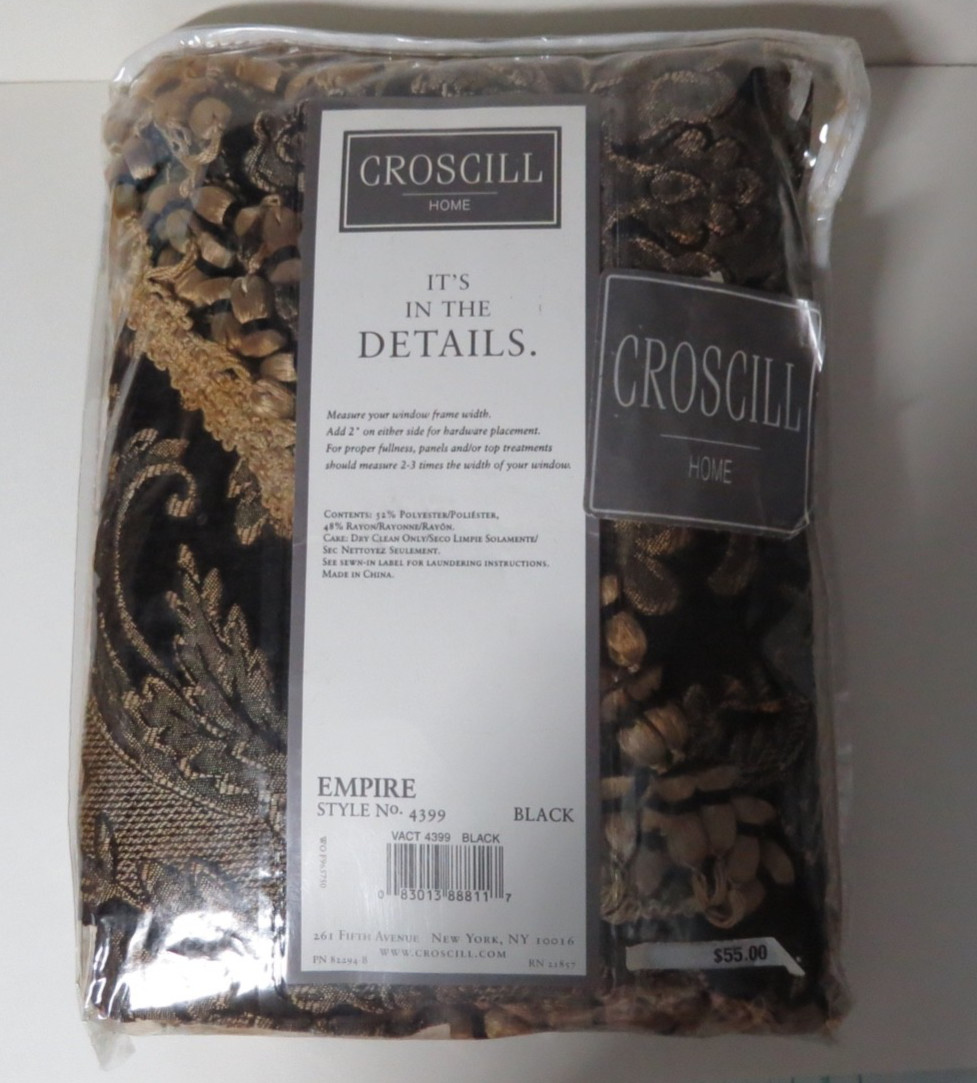 Croscill Home Ascot Valance -Empire Style 4399 – Black